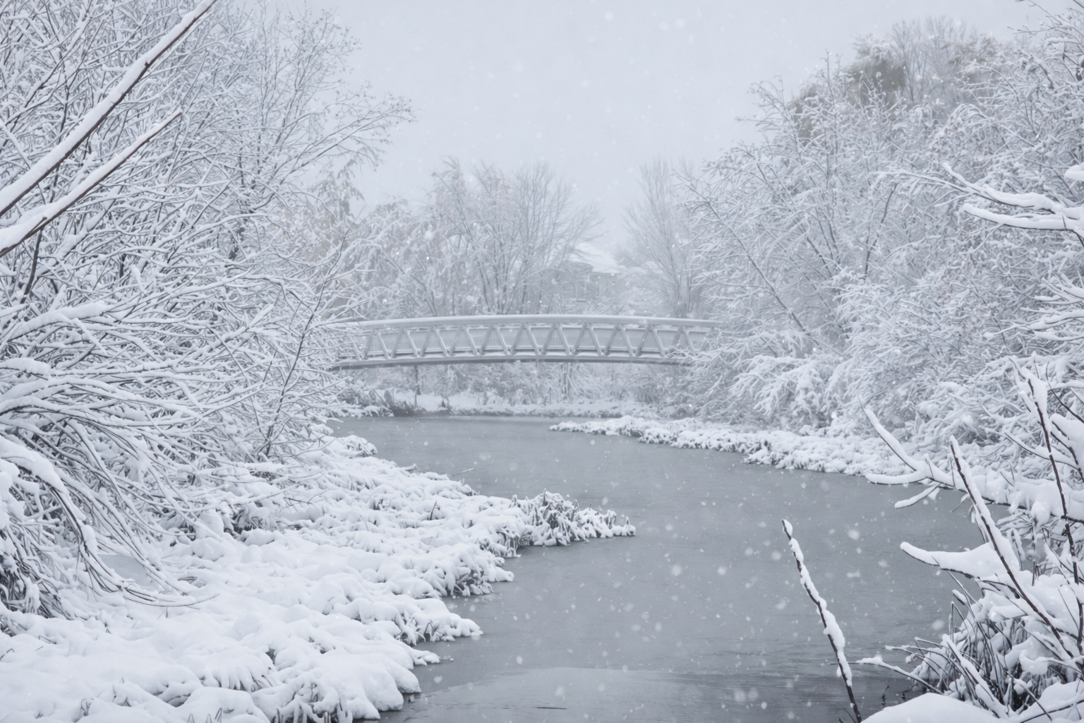 Chenal gelé près du pont